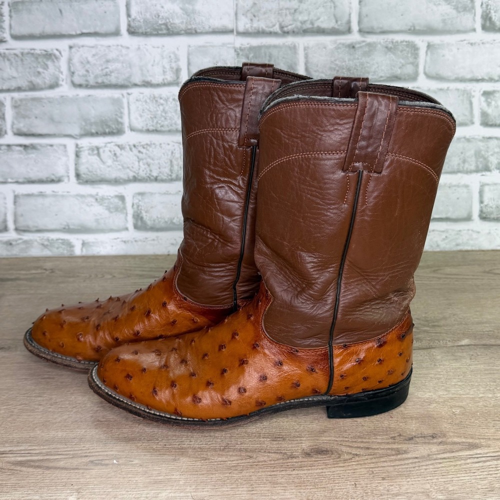 Jerry Mahan Quill Ostrich Western Cowboy Boots Size 7 C